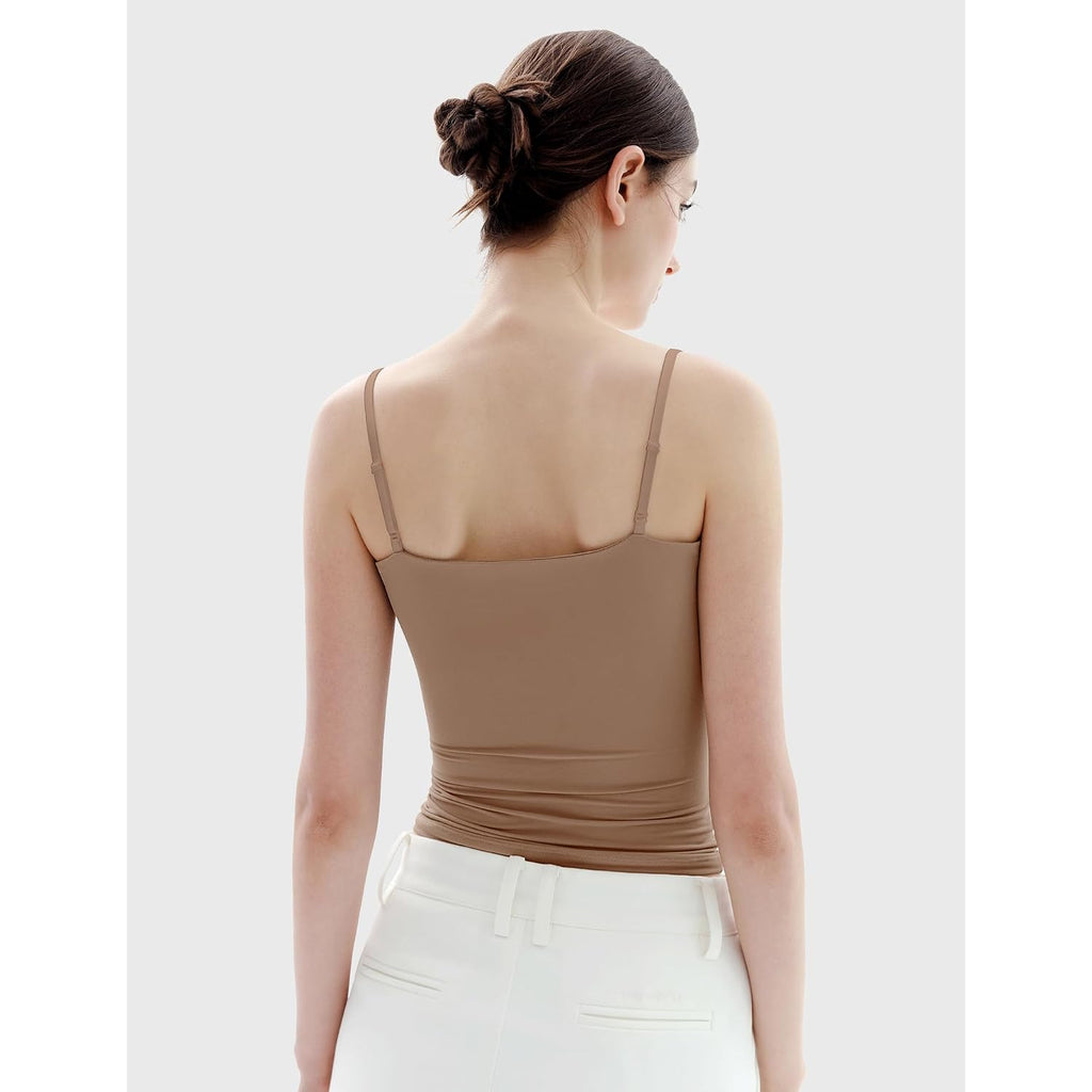 PUMIEY Women's Square Neck Tank Top Adjustable Spaghetti Straps Sleeveless Basic Tops Sharp Collection