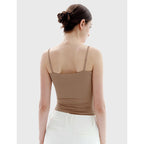 PUMIEY Women's Square Neck Tank Top Adjustable Spaghetti Straps Sleeveless Basic Tops Sharp Collection