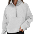 Womens' Sweatshirts 2025 Fall Solid High Neck Pullover Half Zipper Hoodies Outfits Clothes with Pocket