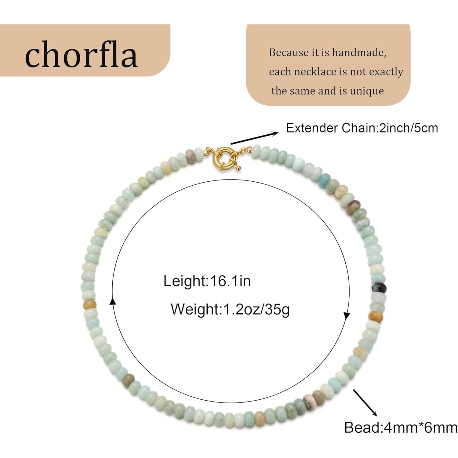 Beaded Gemstone Necklaces for Women, Bohemian Colored Choker Natural Stone Bead Decoration Summer Beach Handmade Jewelry Necklace