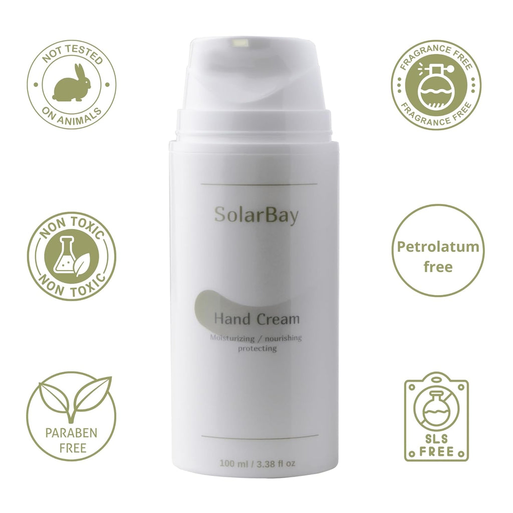 Hand Cream for Dry Cracked Hands-Shea Butter & Jojoba Oil-Moisturizing Lotion for Extremely Dry Skin, Fingertip & Cuticle Care-Vitamin E & Panthenol-For Women & Men-Airless Pump Bottle