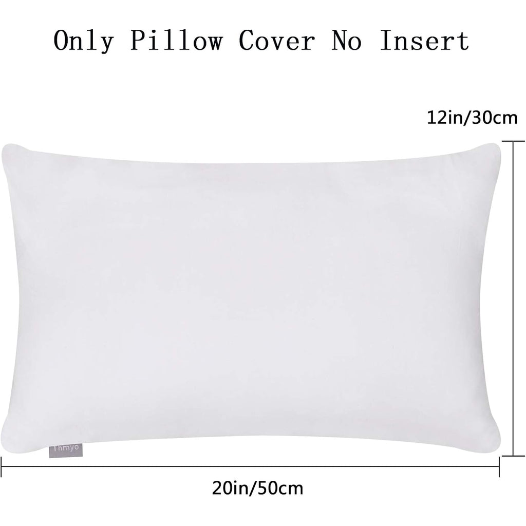 Thmyo 4-Pack 100% Cotton Lumbar Comfortable Solid Decorative Throw Pillow Case Rectangle Cushion Cover Diy Throw Pillowcase For Sofa Bed(Only Covers,Not Pillow Shams)(12X20Inch/30X50Cm,White)