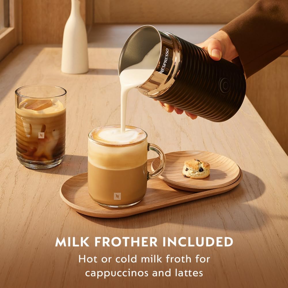 Nespresso Vertuo Pop+ Coffee And Espresso Machine By De'Longhi With Aeroccino Milk Frother, Liquorice Black