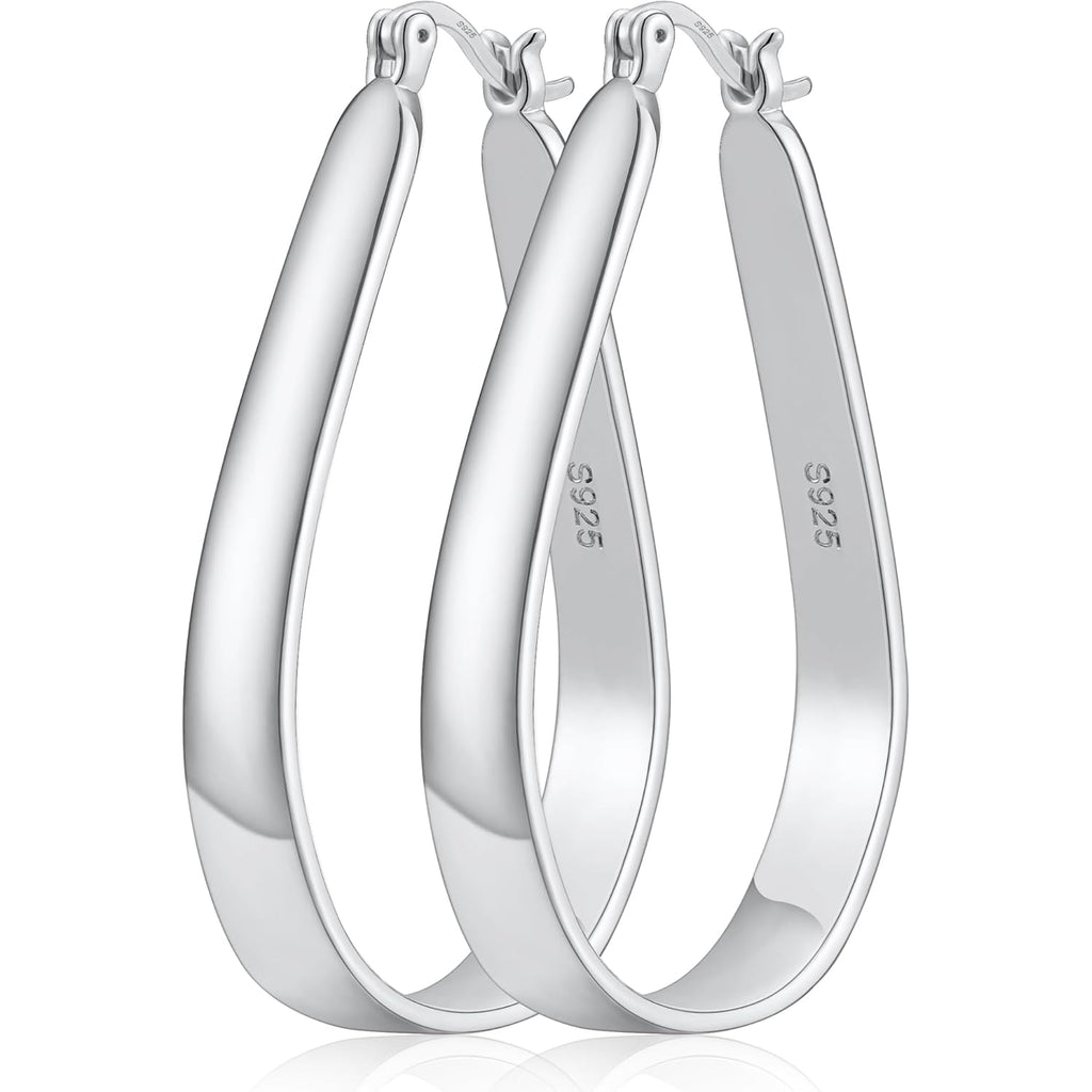 Sterling Silver Hoop Earrings for Women Large Oval Hoop Earrings Lightweight Big Gold Hoops Earrings Hypoallergenic 14K Gold Plated Hoops Earrings Non Tarnish Jewelry Gifts 20/30/40mm