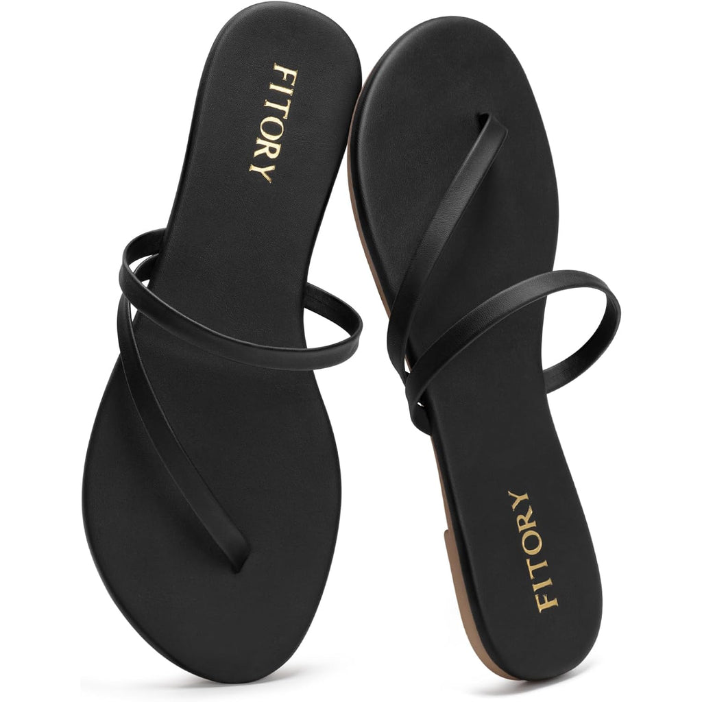 Fitory Womens Flip Flops, Strappy Open Toe Flat Sandals For Summer 2026, Lightweight And Comfortable Slides For Beach And Casual Walking, Indoor And Outdoor Size 6-11