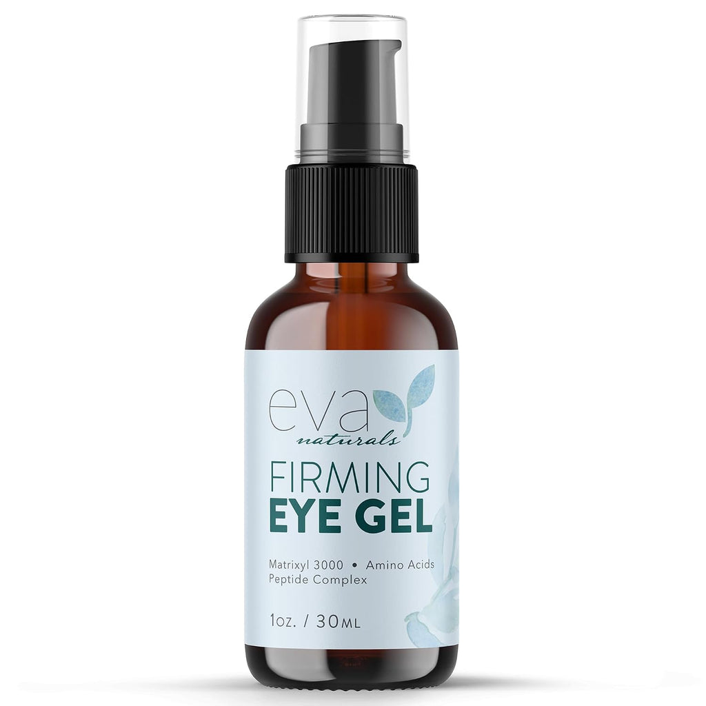 Eva Naturals Eye Gel For Dark Circles, Bags & Puffiness – Anti-Aging Serum With Peptides, Hyaluronic Acid & Botanicals – Firming Under Eye Treatment For Wrinkles, Fine Lines & Tired Skin – 1 Oz