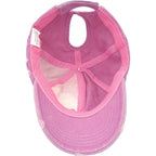 Initlove Ponytail Baseball Cap For Women Star High Messy Bun Caps Washed Cotton Distressed Hats