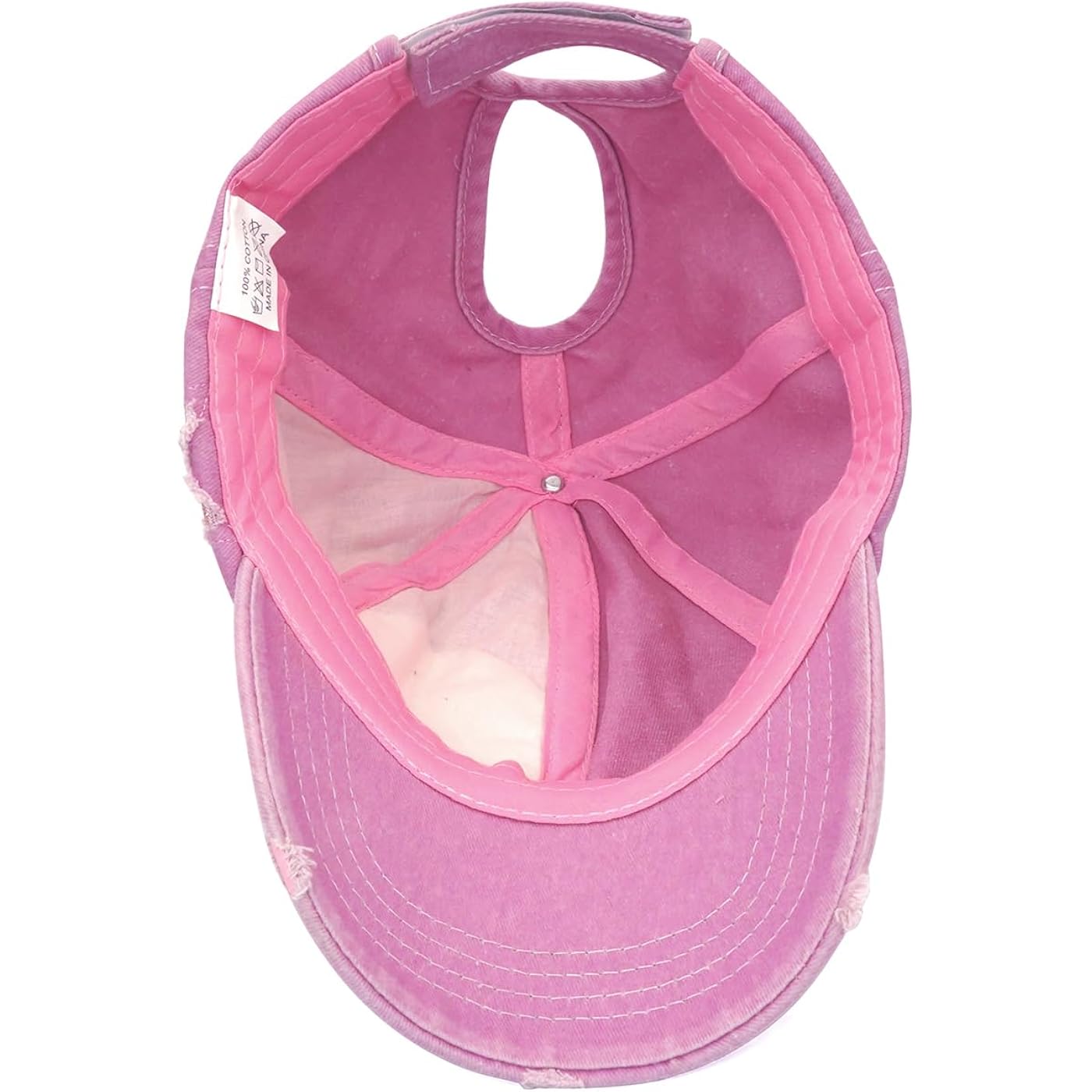 Initlove Ponytail Baseball Cap For Women Star High Messy Bun Caps Washed Cotton Distressed Hats