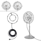 Fan Misting Kit For Outside Patio 35Ft, Outdoor Fan Misters For Cooling System, Double-Loop Water Mist For Backyard, Porch, Umbrella,Deck,Canopy,Pergola,Pool. Yard Bbq Accessories, Party Supplies