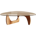 Morden Coffee Table, 42.5" X 28.5" X 16.1" Triangle Tempered Glass Top For Living Room, Color: Natural Wood