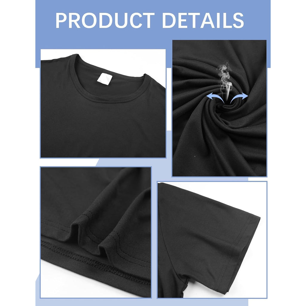 Okba 5 Pcs Black T Shirts Available For Men And Women Adult Round Neck Polyester Blank Tshirts Short Sleeve