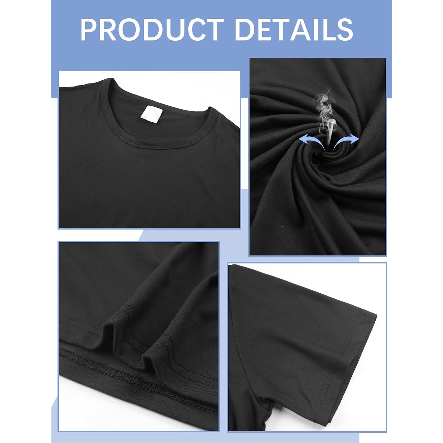 Okba 5 Pcs Black T Shirts Available For Men And Women Adult Round Neck Polyester Blank Tshirts Short Sleeve