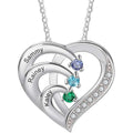 925 Sterling Silver Personalized Mother Necklace with 2-6 Birthstone Necklaces for Women Mothers Day Gifts for Mom Grandma Wife, Engraved Names Heart Charm Pendant for Birthday Anniversary