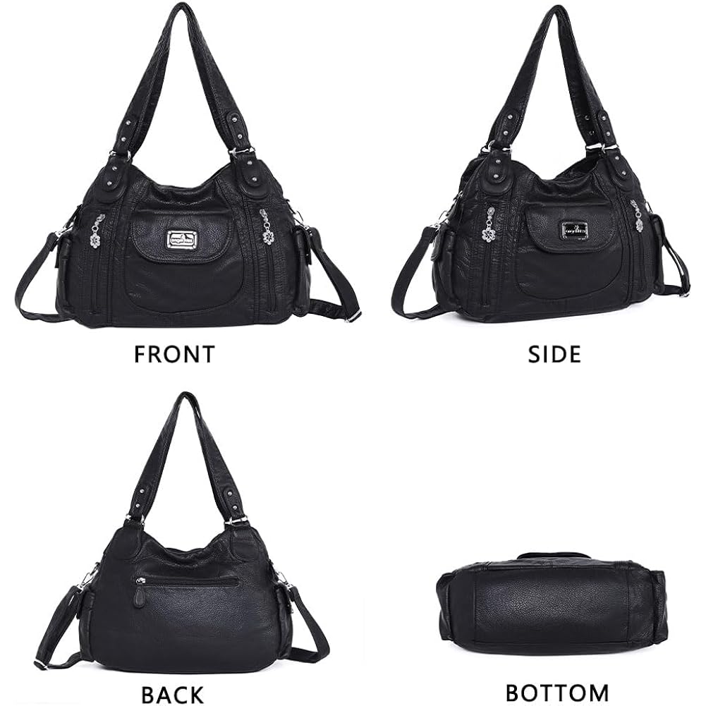 Angel Kiss Purses For Women, Large Shoulder Bag Hobo Tote Purse Mutipocket Faux Leather Satchel Hobo Purse
