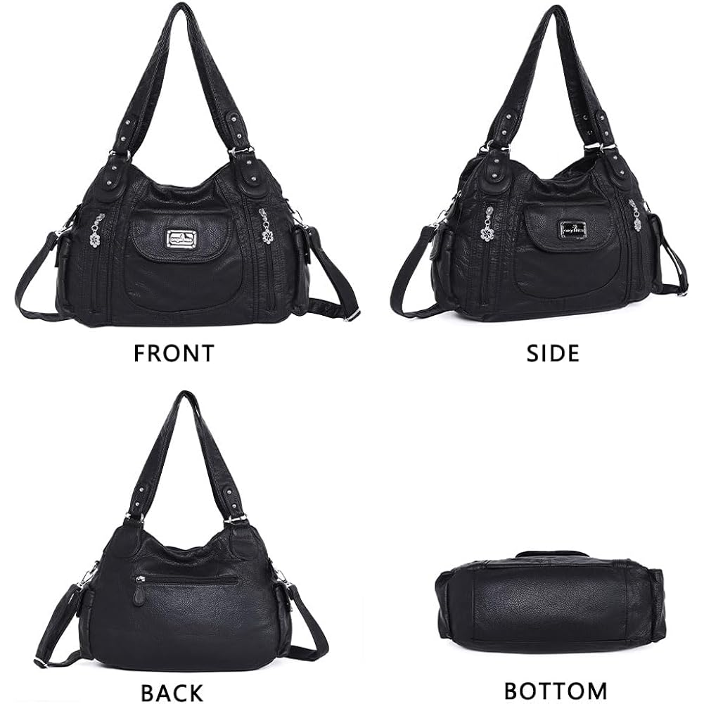 Angel Kiss Purses for Women, Large Shoulder Bag Hobo Tote Purse Mutipocket Faux Leather Satchel Hobo Purse
