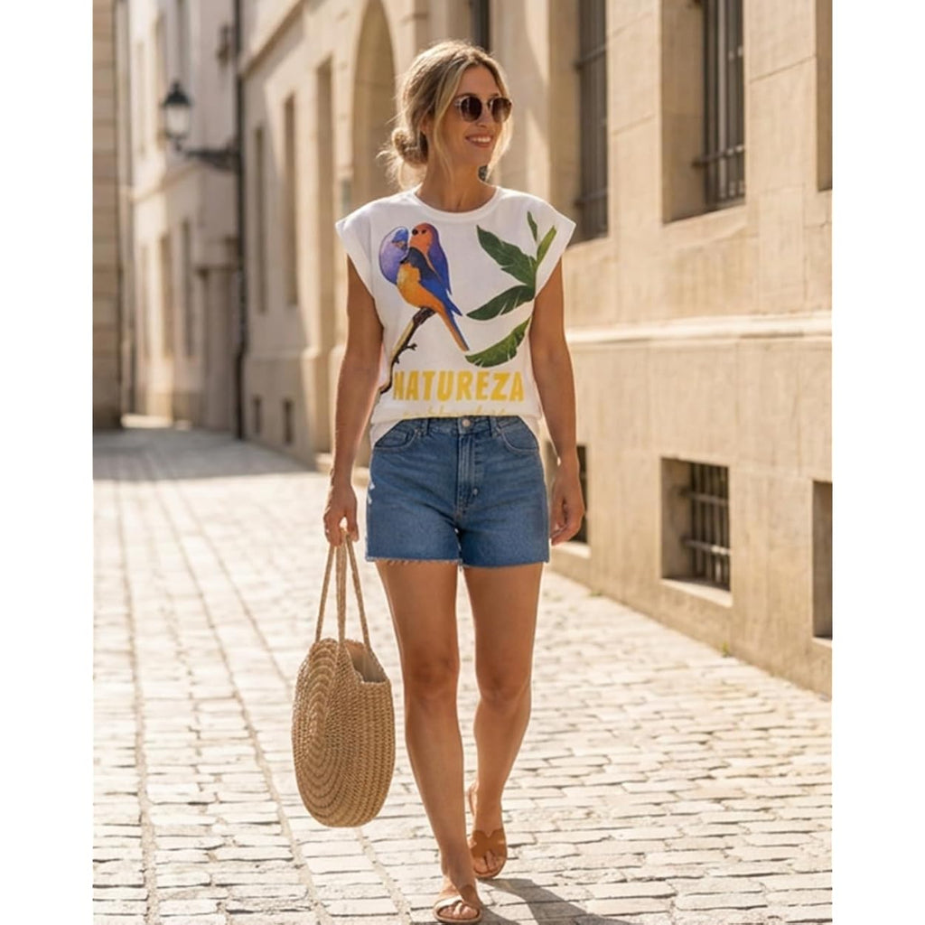 Womens Graphic Tees Summer Tops for Women Letter Print T Shirts Crewneck Short Sleeve Tropical Vacation Outfits Boho