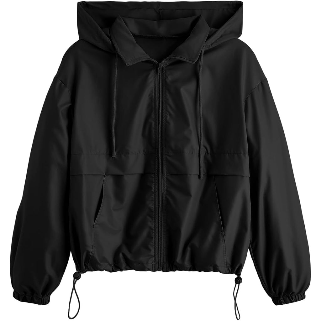Verdusa Women'S Windbreaker Jacket Zip Up Hoodie Rain Jackets With Pocket