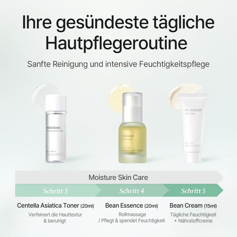 Mixsoon Pure Glow Essentials Set - 5-Step Skincare Kit - Travel Kit, Travel Size Kit, Hydrating Skincare Gift Set (15Ml*1+20Ml*3+30Ml*1) Korean Glass Skin Care