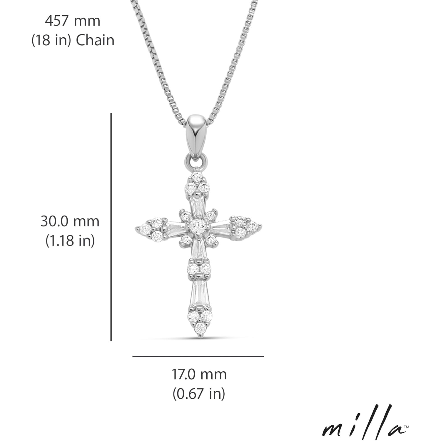Milla 14K Gold Plated Cross Necklace for Women, Silver Cross Necklaces for Women, 18 inches Chain with Cross Pendant