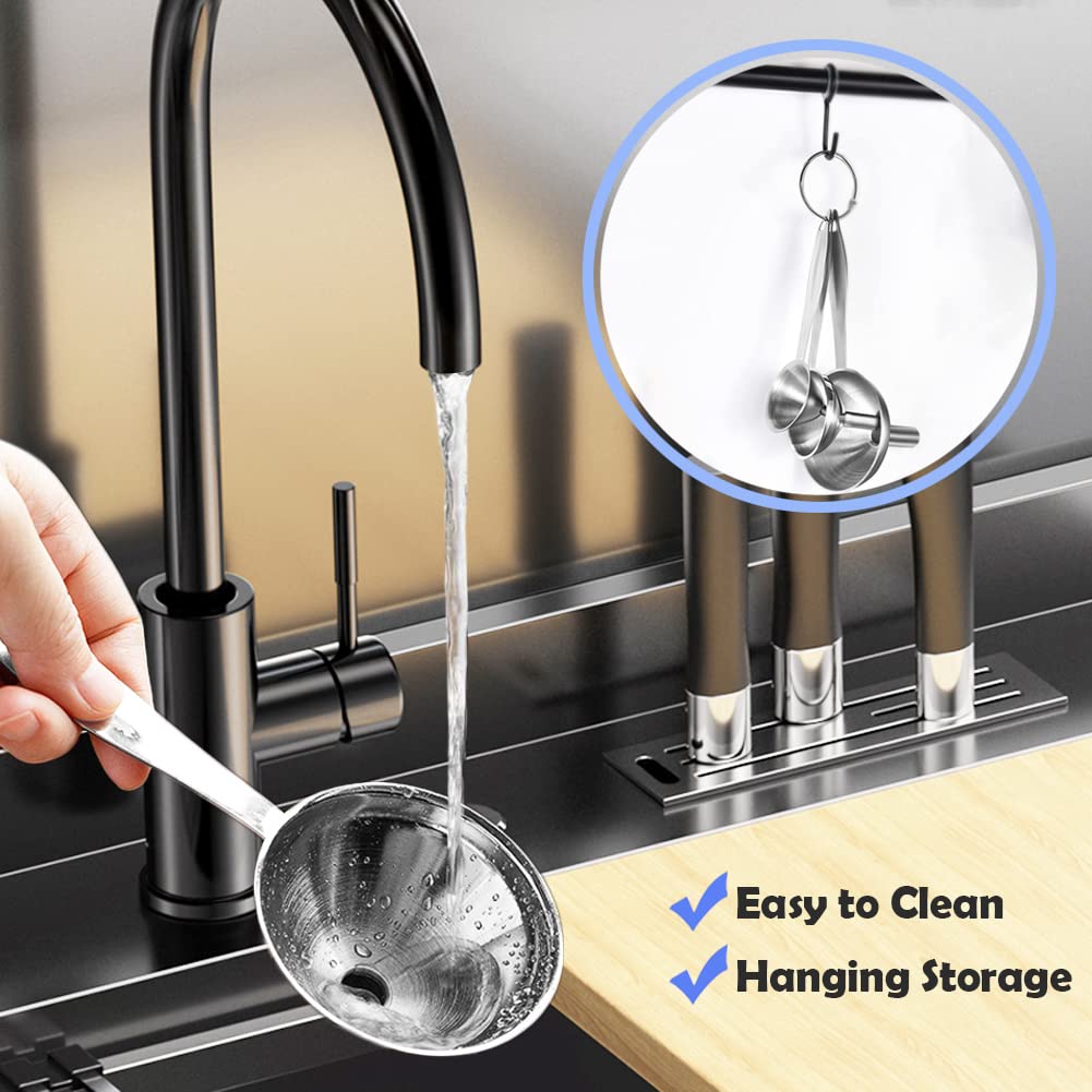 Small Funnels For Filling Bottles, 3 Pcs Stainless Steel Kitchen Funnel Set, Food Grade Mini Metal Funnel For Transferring Oil Liquid, Easy Cleaning With A Brush (Long Handle)