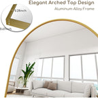 Arched Full Length Mirror, 70"X26" Free Standing Floor Mirror, Modern Full Body Mirrors With Stand, Wall Mirrors With Aluminum Alloy Frame For Bedroom,Living Room, Gold