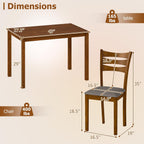 Giantex Dining Table Set For 4, Rectangular Kitchen Table Set W/ 4 Upholstered Chairs & Solid Rubber Wood Frame, Space-Saving Farmhouse Dinette Set For Small Space, Dining Room, Breakfast Nook