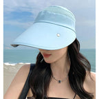 Wide Brim Sun Hat for Women Goggles UV Protection Beach Visor Cap Sports Golf Hiking Beige