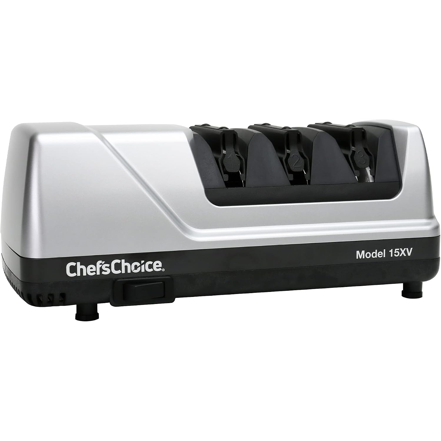 Chef’Schoice 15Xv Edgeselect Professional Electric Knife Sharpener With 100-Percent Diamond Abrasives And Precision Angle Guides For Straight Edge And Serrated Knives, 3-Stage, Gray
