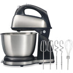 Hamilton Beach Classic Stand And Hand Mixer, 4 Quarts, 6 Speeds With Quickburst, Bowl Rest, 290 Watts Peak Power, Black And Stainless | 2-In-1 Versatility | Quickburst For Added Power | 290 Watts Peak Power | Built-In Bowl Rest | Black And Stainless Steel