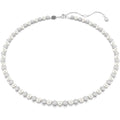 Swarovski Matrix Tennis Necklace, Crystal Pearl, Round Cut, Clear, Rhodium Finish