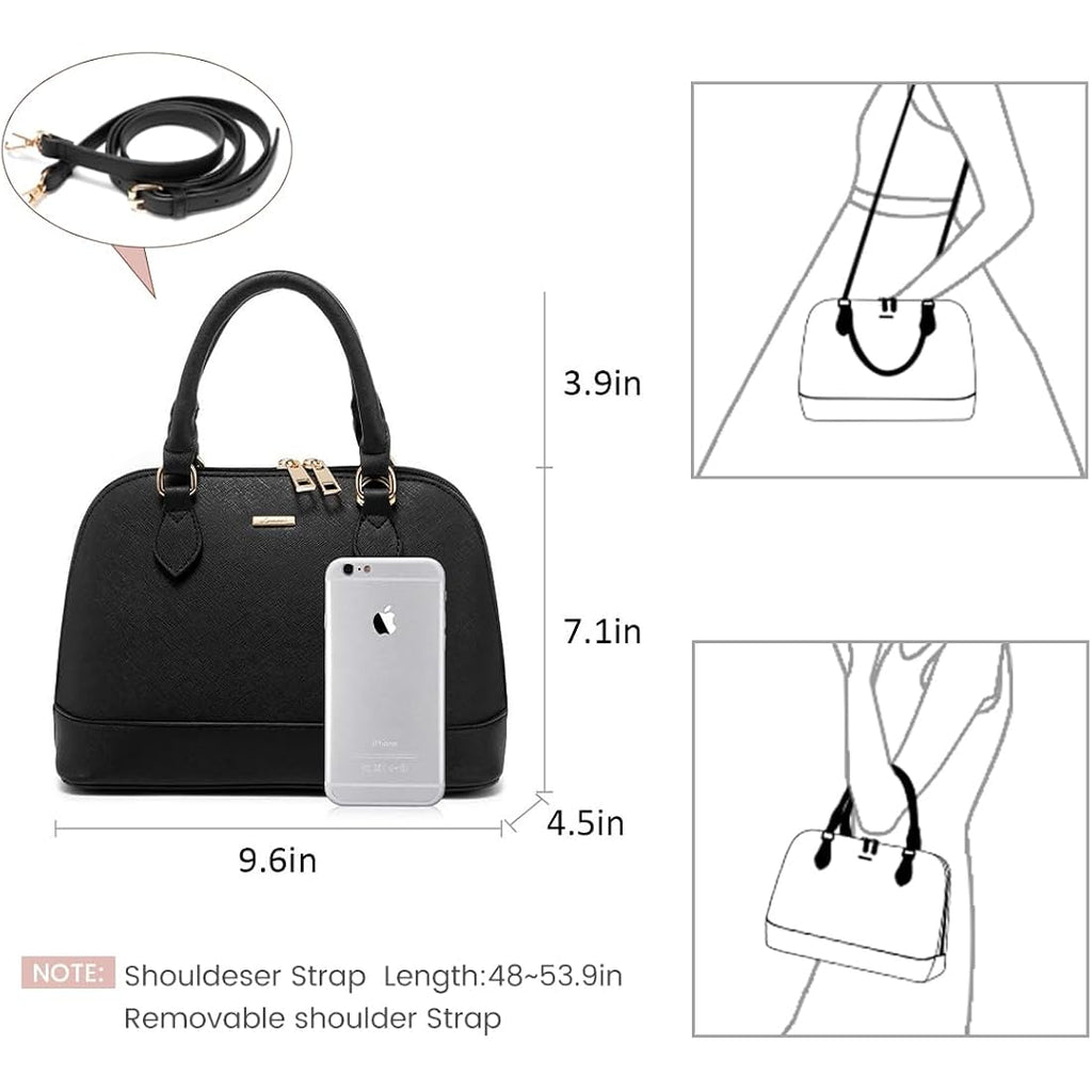 Lovevook Purse For Women Crossbody Bags Classic Double Zip Top Handle Dome Satchel Bag