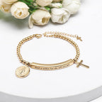 DS Inspirational Bracelet for Women Christian Engraved Bibler Verse Cross Butterfly Daisies Charm Bracelet, Exquisite Stainless Steel Jewelry Daughter Best Friend Bestie