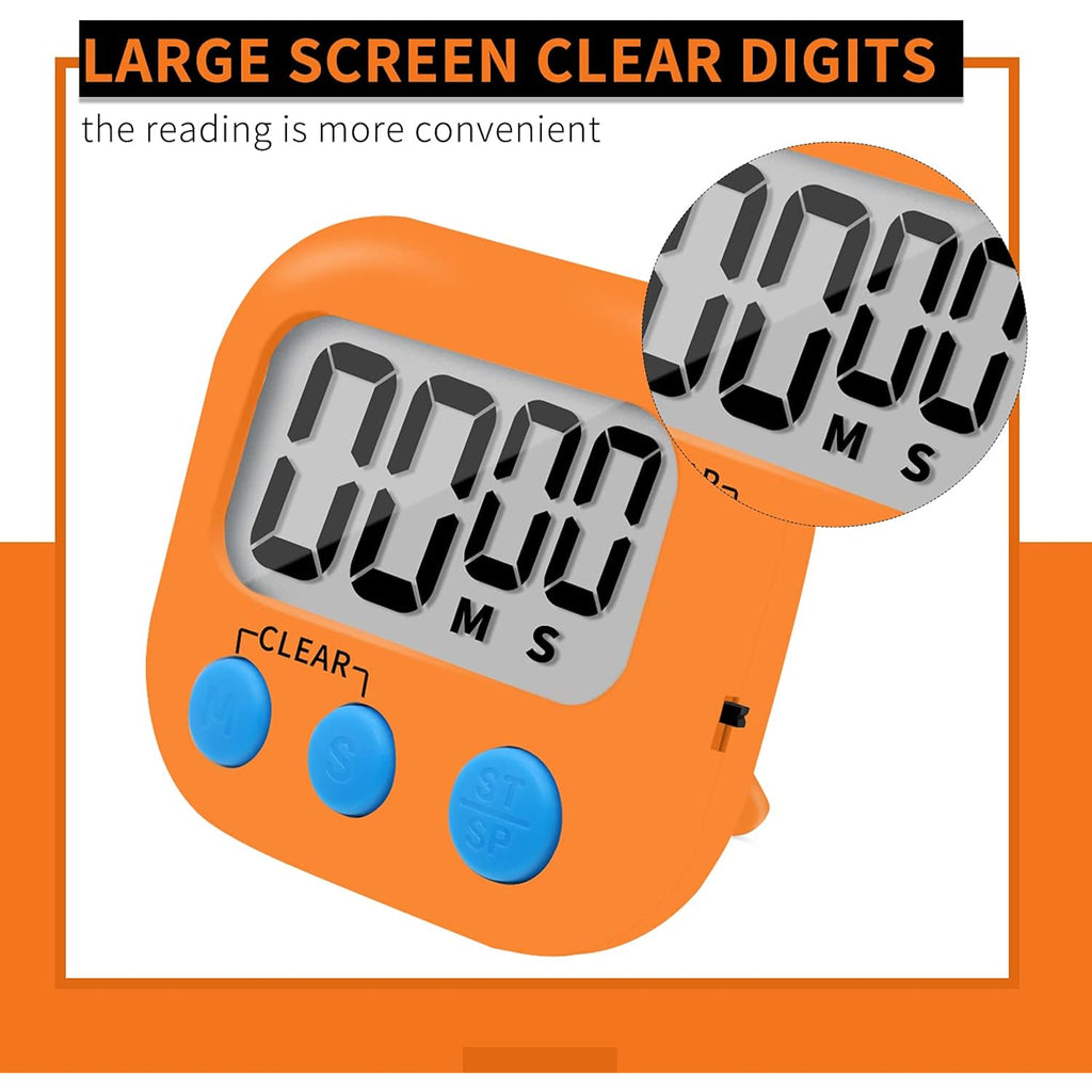 6 Pack Small Digital Kitchen Timer Magnetic Back And On/Off Switch,Minute Second Count Up Countdown (Multicolored)