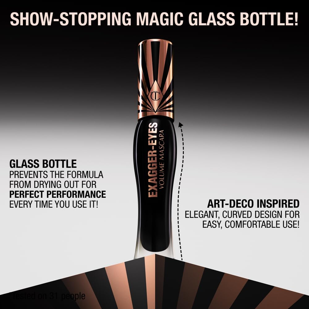 Charlotte Tilbury Exagger-Eyes Instant Volume Mascara Makeup – Volumizing, Lengthening, No‑Clump Mascara with 28‑Hour Smudge‑Proof & Flake‑Proof Wear – All Day Wear Formula