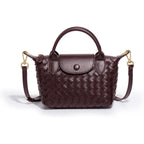 Mini Small Size Braided Luxury Leather Women's top Handle Handbag Fashion Travel Daily Satchel