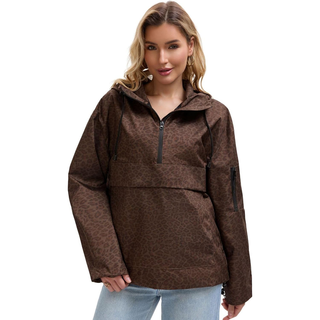 Puffit Rain Jacket Women, Women’S Lightweight Anorak Pullover Hoodie Jacket, Water-Resistant