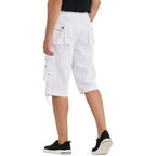 Best South Mens Cargo Shorts With 8 Pockets Casual Long Blew Knee Capri 3/4 Pants Relaxed Fit Work Fishing Hiking