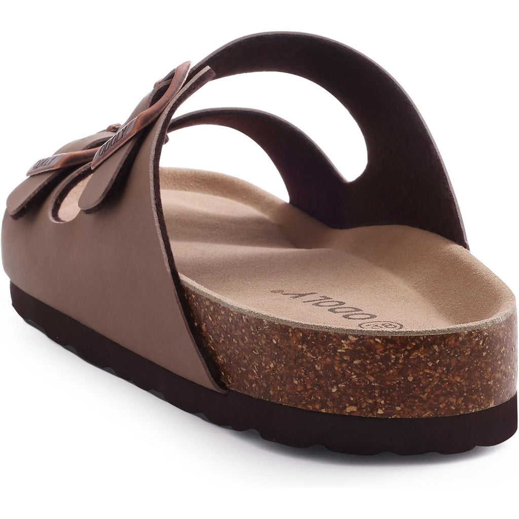Odoly Unisex Comfortable Cork Footbed Slide Sandals With Arch Support | Adjustable Buckle, Lightweight Summer Sandals For Travel And Everyday Wear