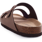 Odoly Unisex Comfortable Cork Footbed Slide Sandals With Arch Support | Adjustable Buckle, Lightweight Summer Sandals For Travel And Everyday Wear