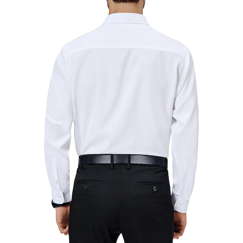 Alimens & Gentle Mens Dress Shirts 4-Way Stretch Long Sleeve Collared Casual Solid Wedding Dating Button Down Shirt