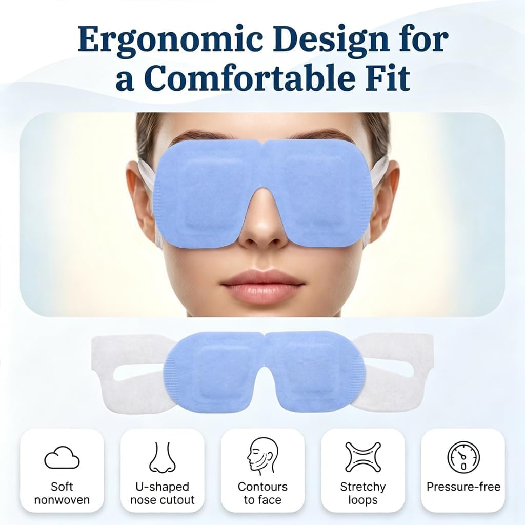 30 Pack Self-Heating Steam Eye Masks For Dry Eyes: Moist Heat Warm Compress For Stye Fast Relief & Digital Eye Strain, Disposable Heated Eye Mask, No Microwave Needed, Unscented Travel Ready