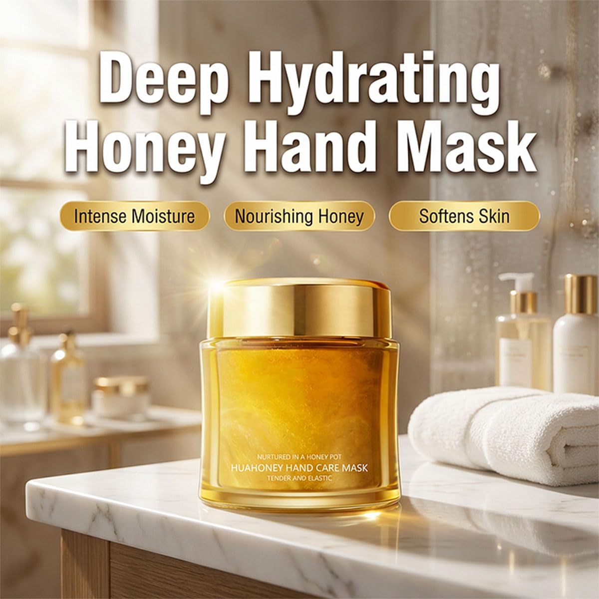 Moisturizing Nourishing Honey Hand Mask, Moisturizing Hydrating Hand Masks for Women, Nourishing Exfoliating Hand Film Hands Care Soft (3PCS)