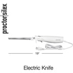 Proctor Silex Easy Slice Electric Knife With Serrated Stainless Steel Blade | For Carving Meats, Bread, Crafting Foam & More | Lightweight With Ergonomic Grip | White | 74312J