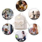 Girls Bowknot Cute Leather Backpack Mini Backpack Purse For Women