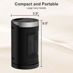 Space Heater, Winhl Small Portable Electric Heaters For Indoor Use With Thermostat And Remote, 70°Oscillation, 12H Timer, 5 Modes, 1500W Ptc Ceramic Fast Safety Heat For Office Bedroom Home