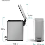Home Zone Living 1.3 Gallon Stainless Steel Small Trash Can With A Lid | Stainless Steel With Slim Fit Design, Soft-Close Lid For Offices, Bathrooms, Bedrooms And Dorms, Silver