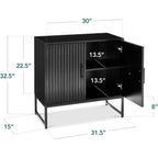 Best Choice Products Slatted Sideboard Buffet Cabinet, Entryway Table, Accent Storage Cabinet, Console Table For Hallway, Living Room, Dining Room – Black