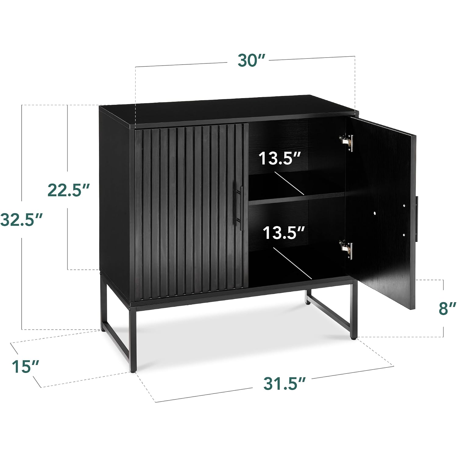 Best Choice Products Slatted Sideboard Buffet Cabinet, Entryway Table, Accent Storage Cabinet, Console Table For Hallway, Living Room, Dining Room – Black