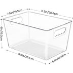 YIHONG 6 Pack Clear Pantry Organizer Bins, Plastic Containers with Handle for Kitchen,Freezer,Cabinet,Closet,Bathroom Under Sink Storage