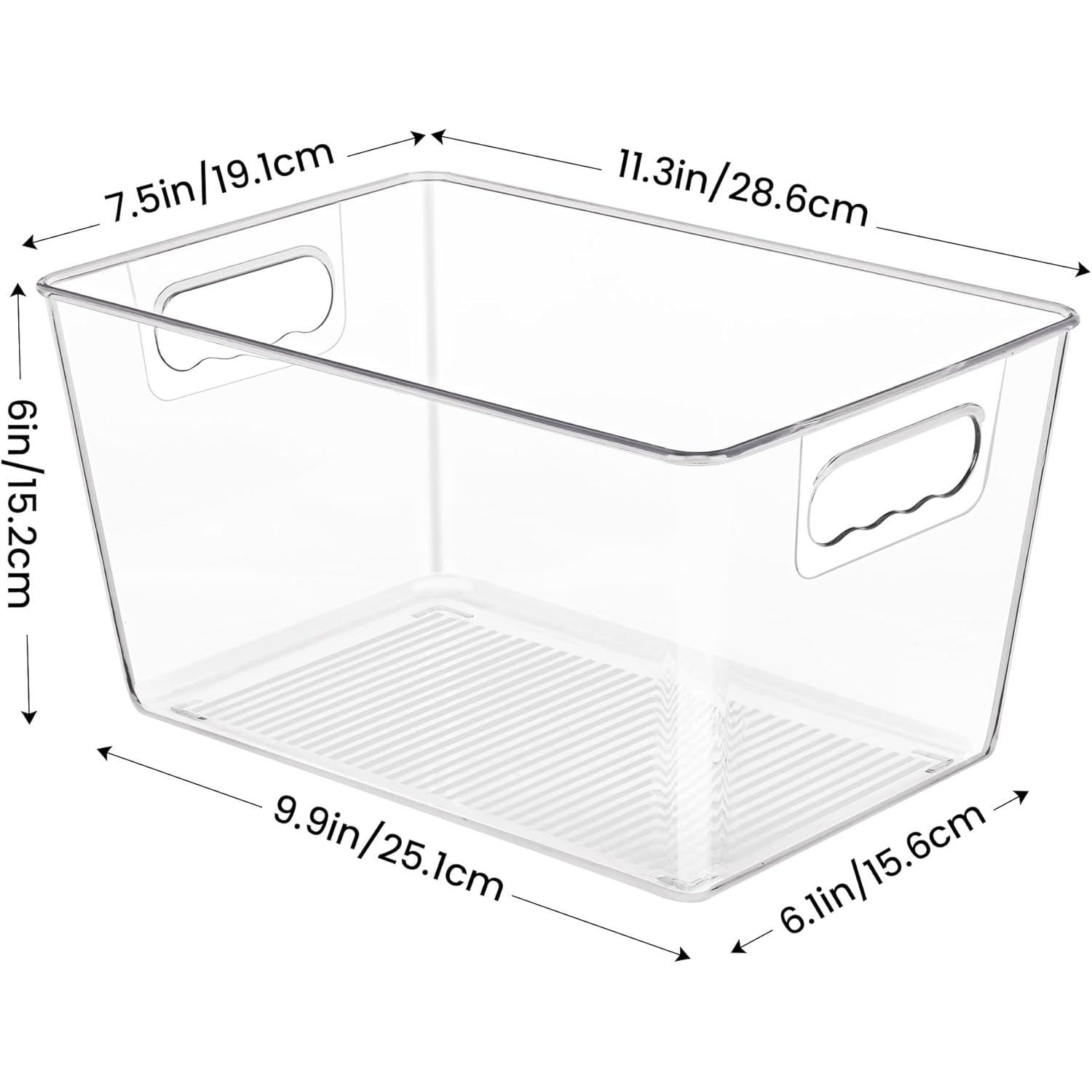 YIHONG 6 Pack Clear Pantry Organizer Bins, Plastic Containers with Handle for Kitchen,Freezer,Cabinet,Closet,Bathroom Under Sink Storage